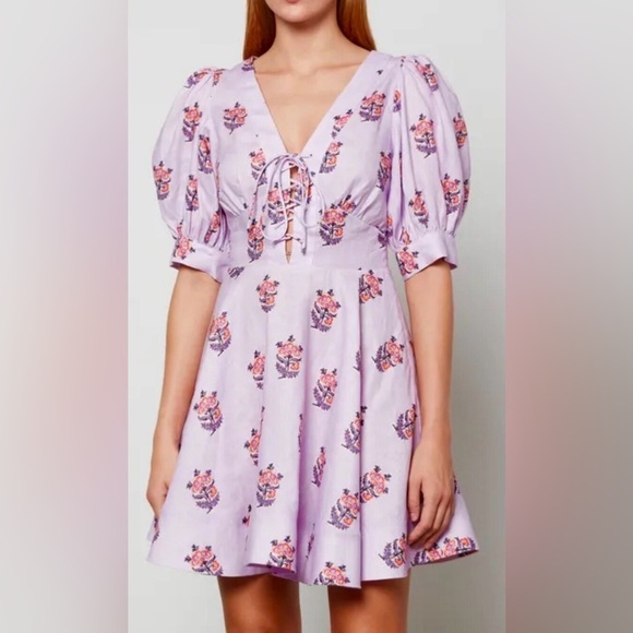House of Harlow 1960 Dresses & Skirts - House of Harlow Floral Lace-Up Mini Dress | Purple | Size 6